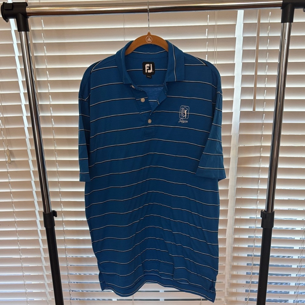 FootJoy Men's Polo in Blue with White Stripes